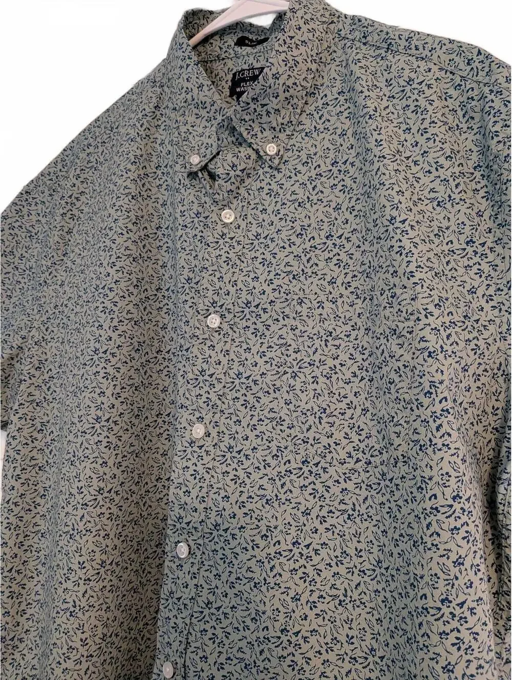J.Crew Men's XXL Flex Washed Slim Fit Short Sleeve Button-Up Shirt Floral Casual